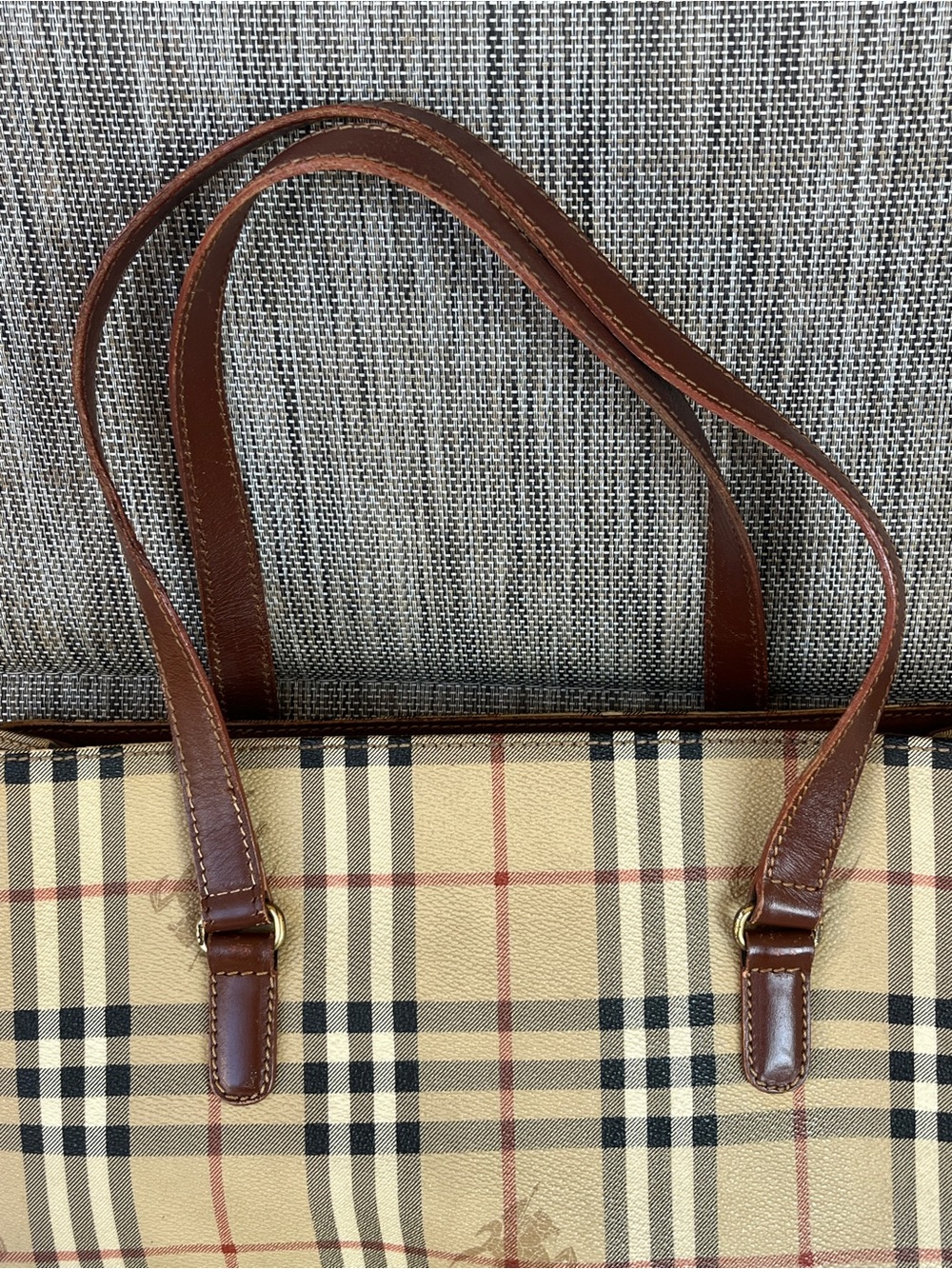 Vintage Burberry London Haymarket Check Small Tote - Picture 6 of 15